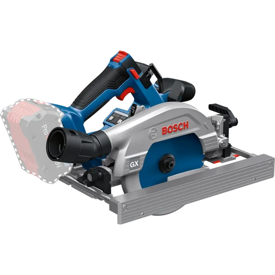 Bosch Professional Akku-Handkreissaege GKS 18V-57-2 GX als Produktfoto auf hellem Hintergrund